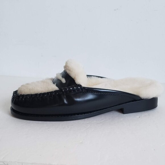 nib WEEJUNS Shearling Fur Loafer Shoes Flats Mules Clogs Bass Originals - Picture 10 of 13